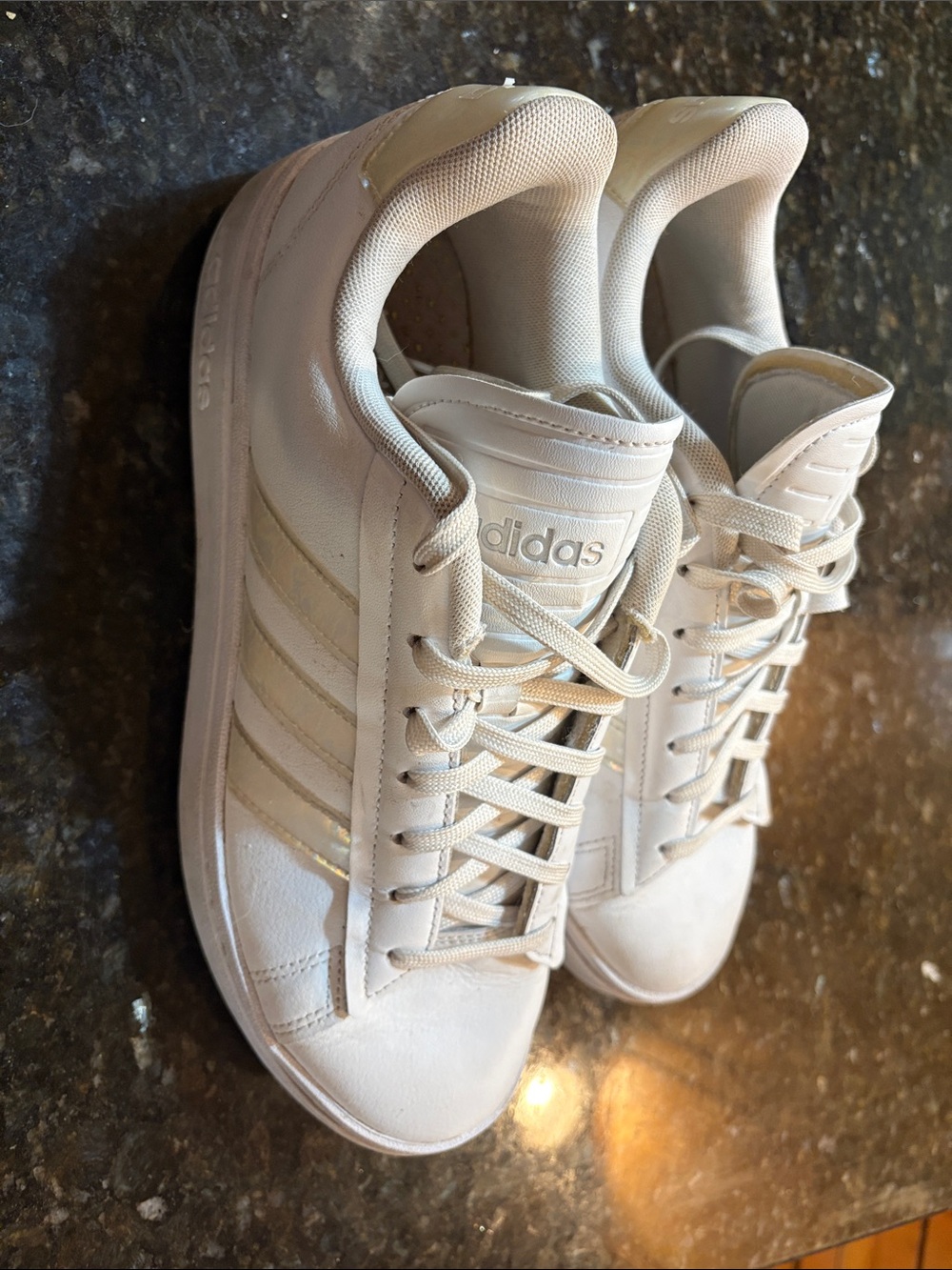 adidas Beige Low-Top Sneakers with Three Stripes